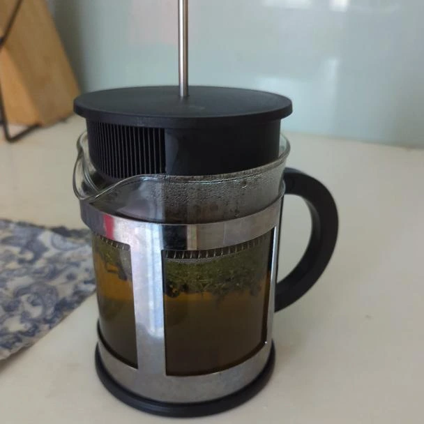 Moringa infusé dans une cafetière à piston